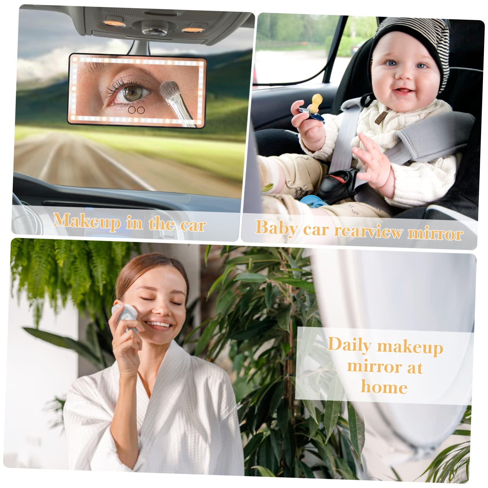 Cabilock Specchietto Trucco Auto con Visiera Parasole LED Illuminazione USB Ricaricabile per Camion Veicoli Trucco Notturno Revisione Auto
