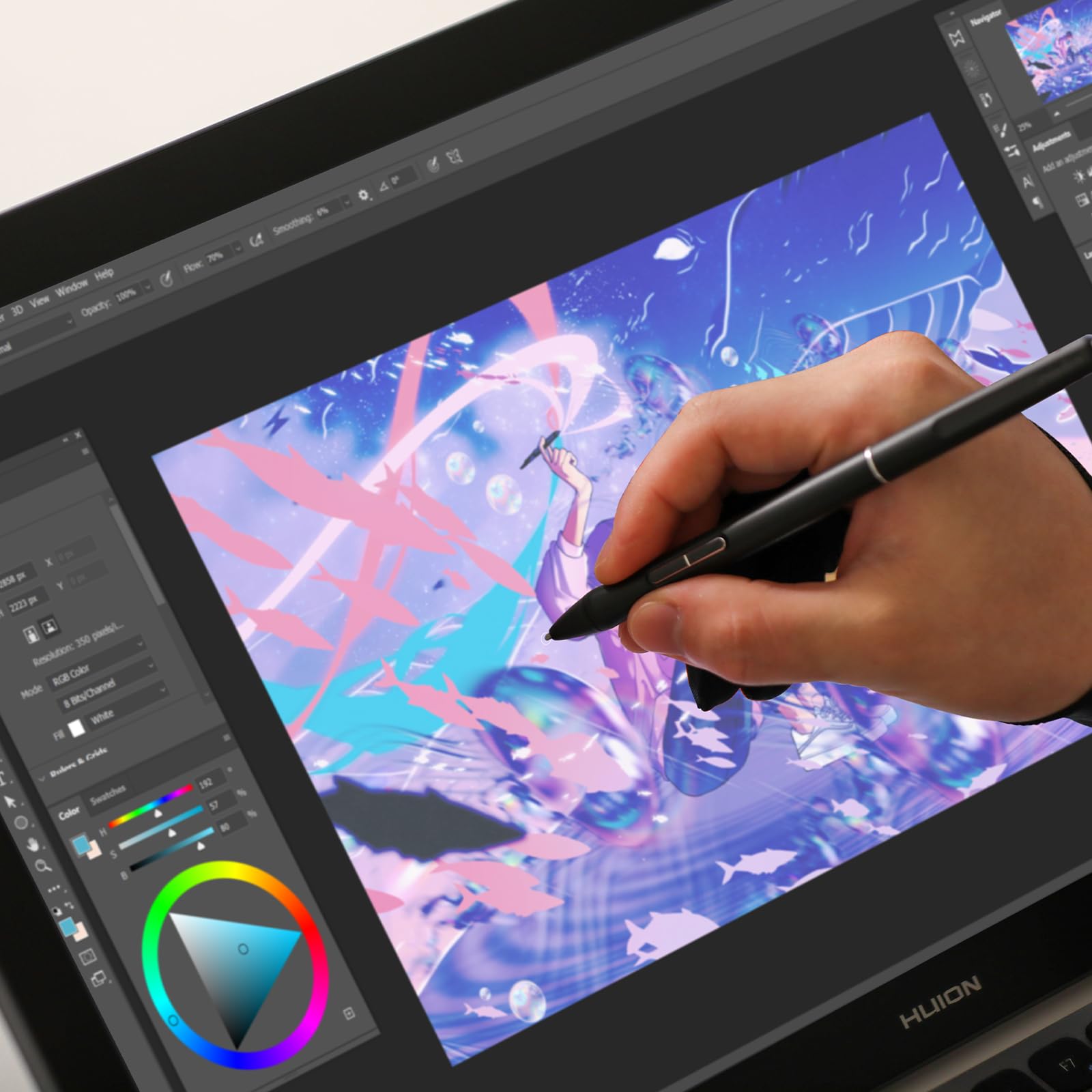 HUION PW600S Wąskie pióro zasilane bateriami przez Huion PenTech 4.0, kompatybilne z Kamvas 13 (Gen 3), Kamvas 16 (Gen 3), Kamvas Pro 19 i Kamvas Pro 27