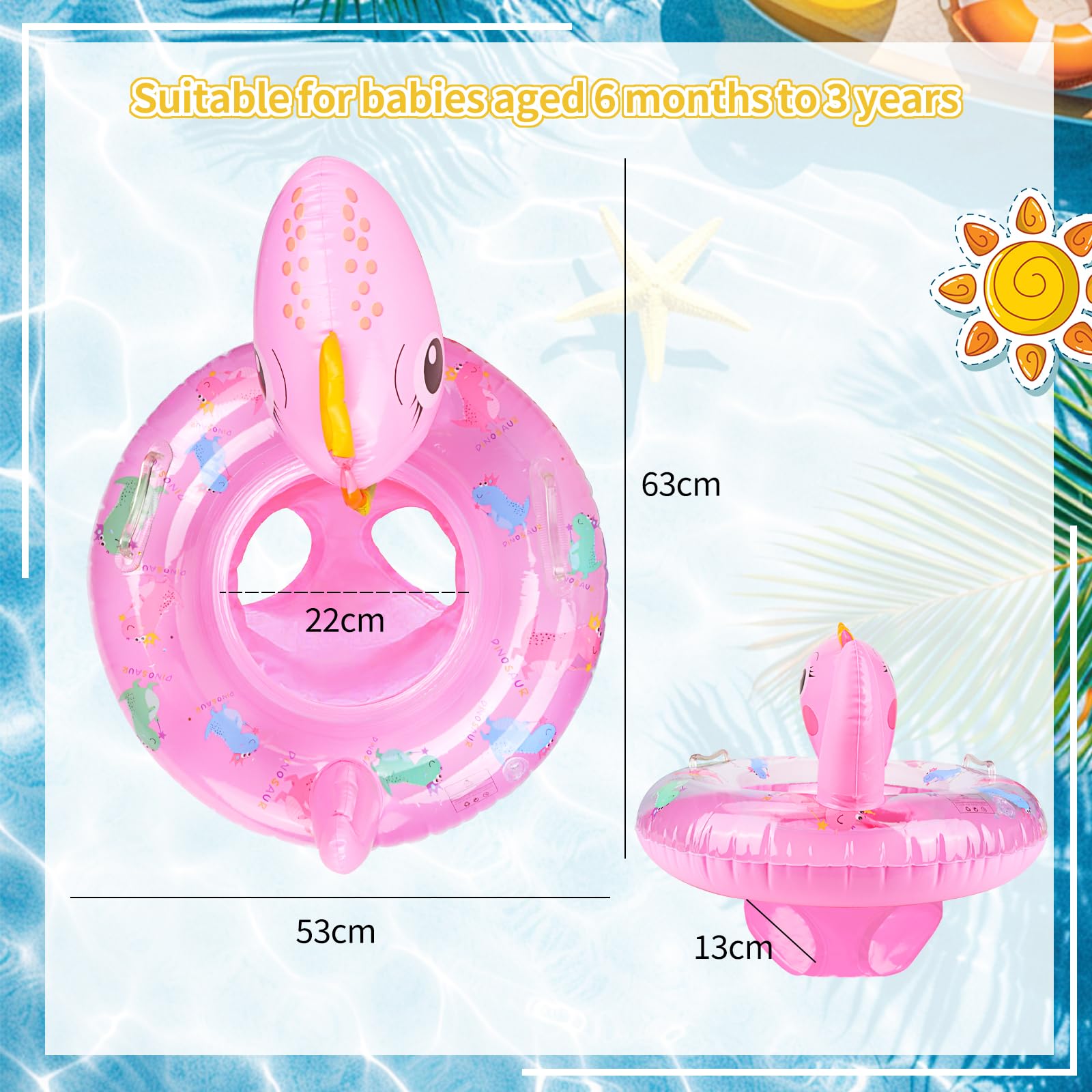 Salvagente Bambini con Mutandina, Anello di Nuoto Bambini, Anello di Nuoto per Bebè, Salvagente Gonfiabile Bebè per Piscina, Adatto a Bambini dai 6 ai 36 Mesi