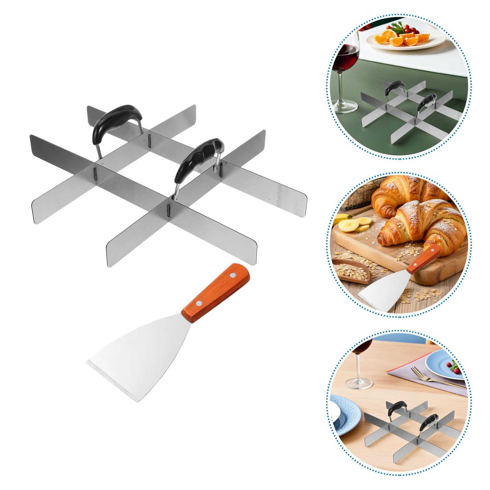 iplusmile Divisore Strumento Igienico con Manici Laterali in Acciaio Inossidabile Utensile Multifunzionale per Porzionare per Torte Cheesecake e Riso per Cottura Professionale