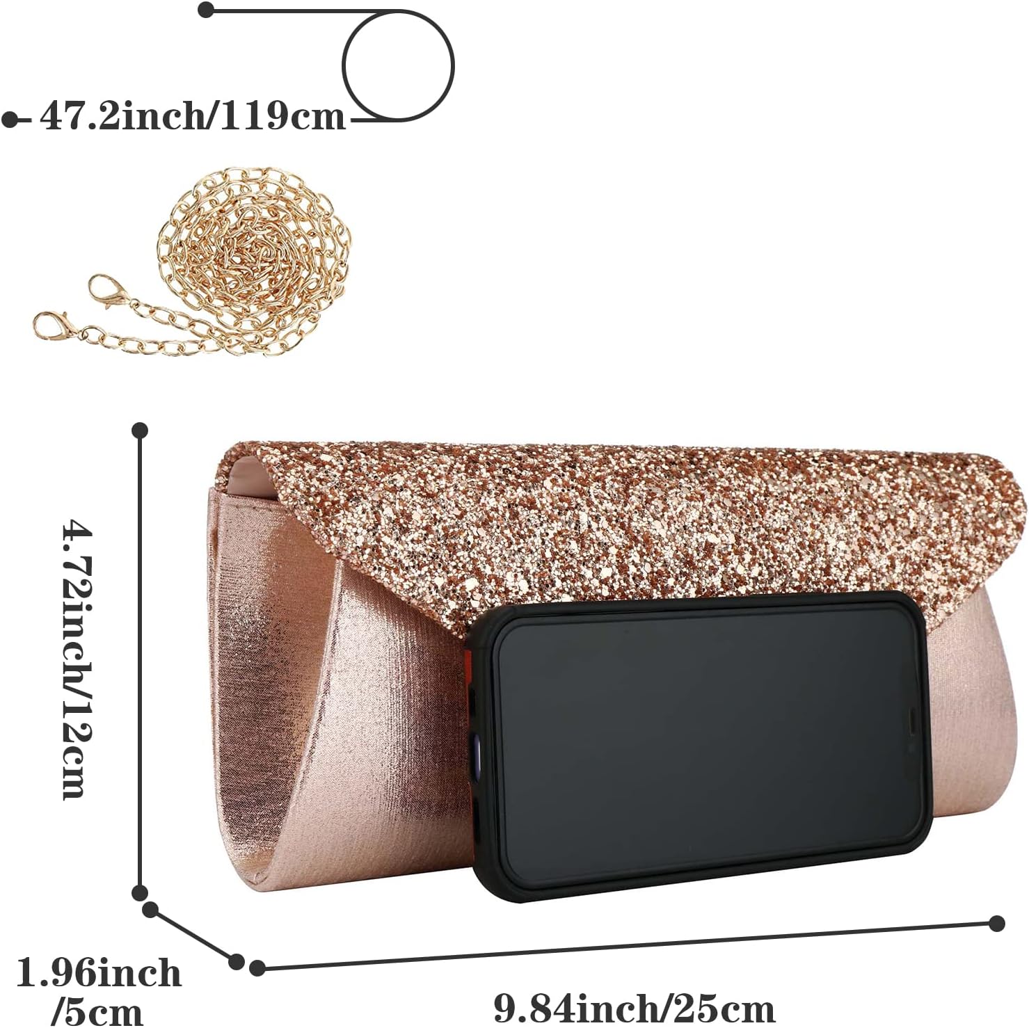 jessie Clutch Purse Evening Bag for Women Prom Glitter Sparkling Envelope Handbag for Wedding and Party