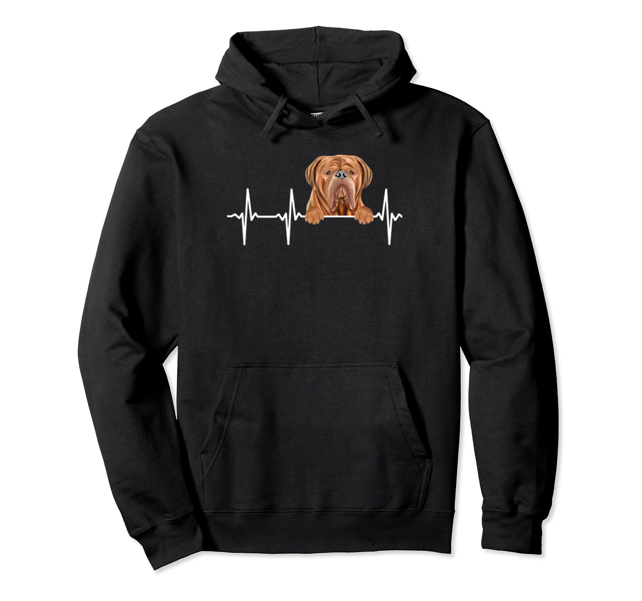 Funny Dog Heartbeat For Dogues de Bordeaux Lovers Pullover Hoodie, Black