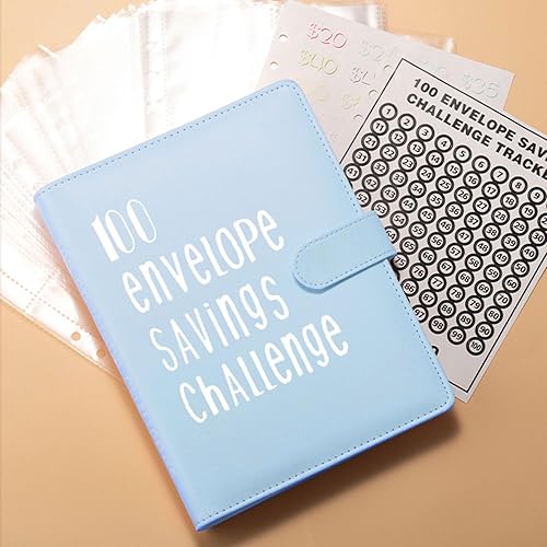 Miniatura 5 de Carpeta de desafío de 100 sobres carpeta de presupuesto A5 para ahorrar dinero con sobres de efectivo, carpeta de ahorro de dinero, libro de