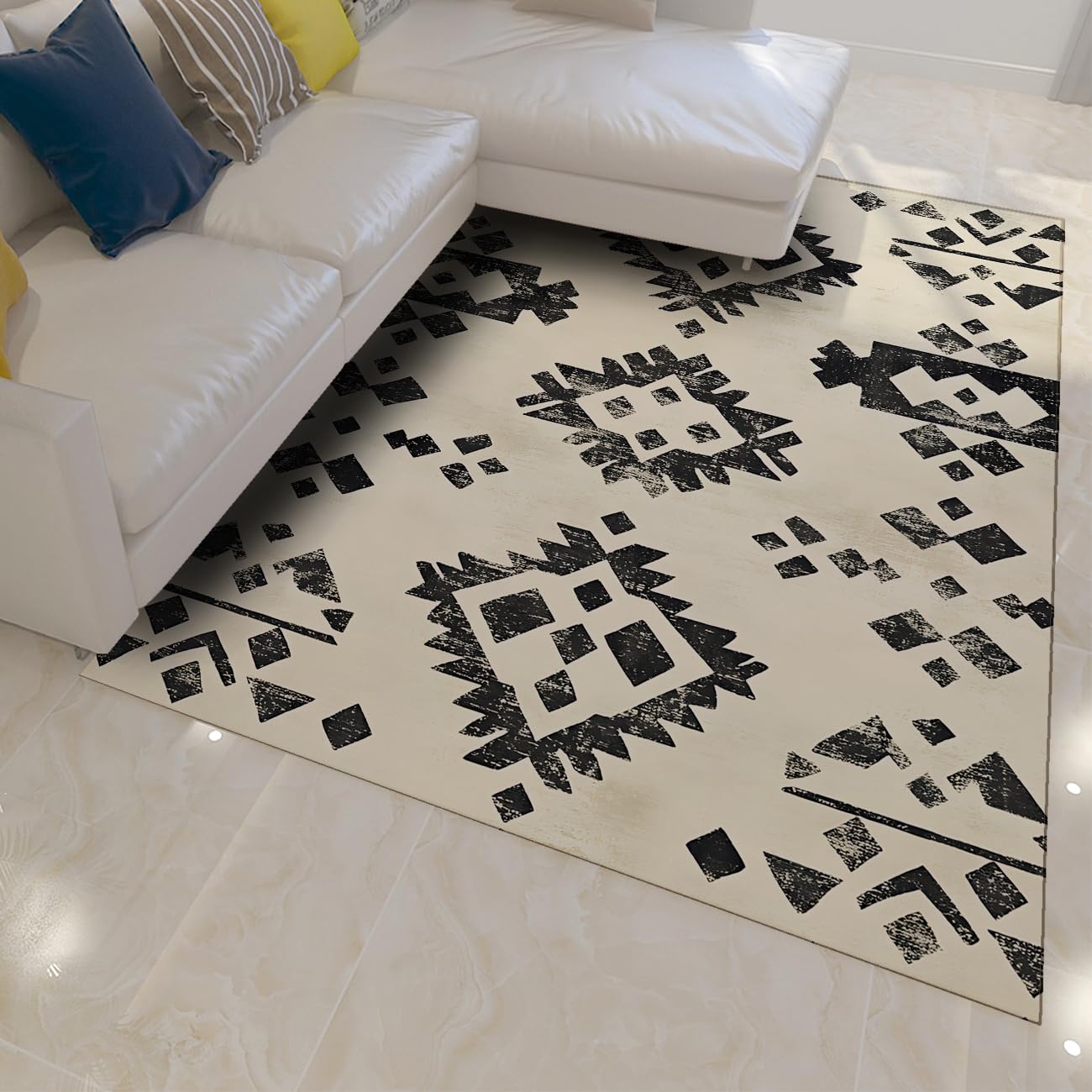 Tapis de salon moderne 180x270 cm idéal pour sublimer une chambre ou un bureau au style aztèque