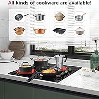 Vista 7 de Karinear Estufa eléctrica de 24 pulgadas, estufa eléctrica de 4 quemadores, control de perilla radiante integrado, bloqueo de seguridad