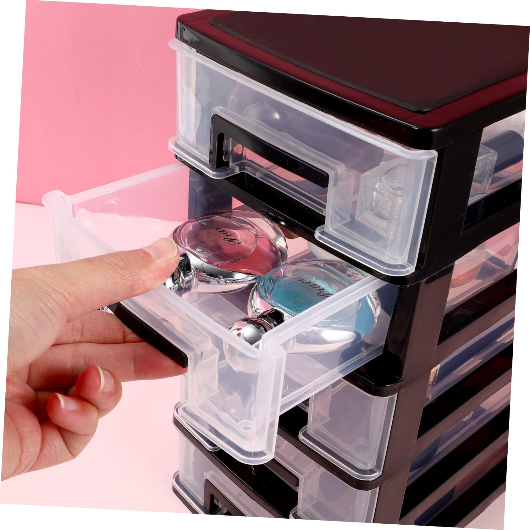 INOOMP Cassettiera da Tavolo con Cassetti, Organizer in Plastica Trasparente per Cosmetici e Piccoli Accessori, Grande Capacità per Scrivania e Armadio