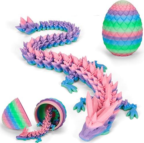 Miniatura 8 de TBOLINE - Huevo de dragón impreso en 3D, animal de cristal articulado, juguete para la ansiedad para adolescentes, niños y niñas, piezas míticas