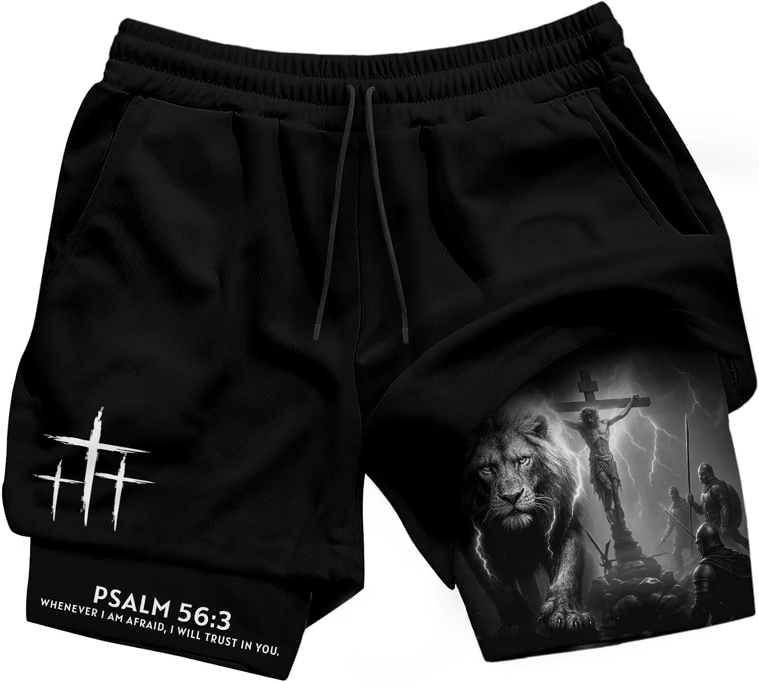 Psalm 56:3 Christian Shorts for Men, Bible Verse Activewear, Christian Workout, Mens Gym Shorts