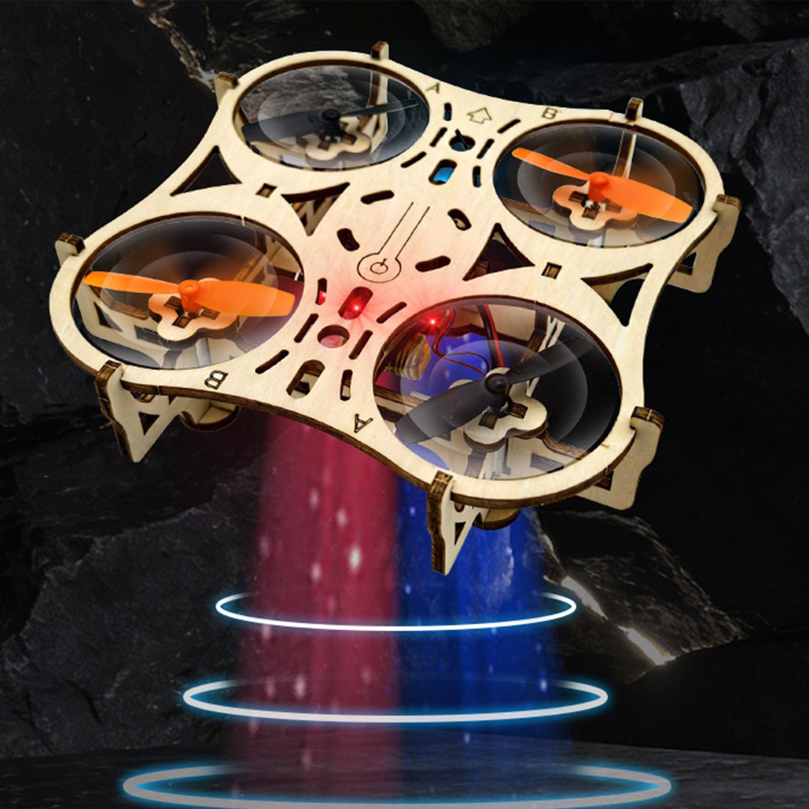 Annadue Kit di Costruzione Drone in Legno Fai da Te Puzzle 3D STEM RC Quadcopter con una Chiave di Decollo 3 velocità e Arresto di Emergenza Giocattolo Scientifico Educativo per Bambini