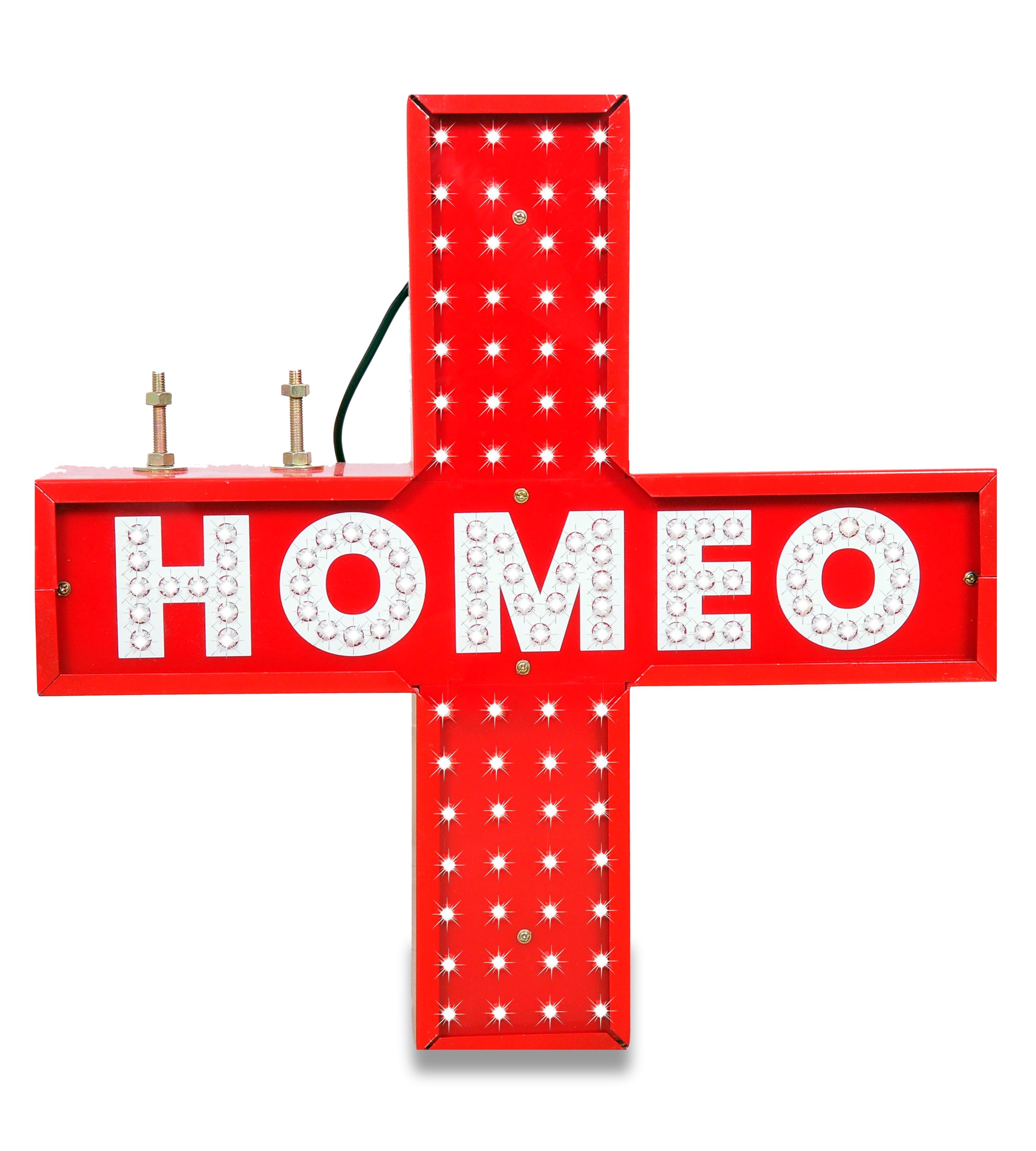 SANLITES Homeopathy Medical Sign Board LED With Flashing Effects, Wall Mountable Store Front Pixel LED, 18 x 18 Inches