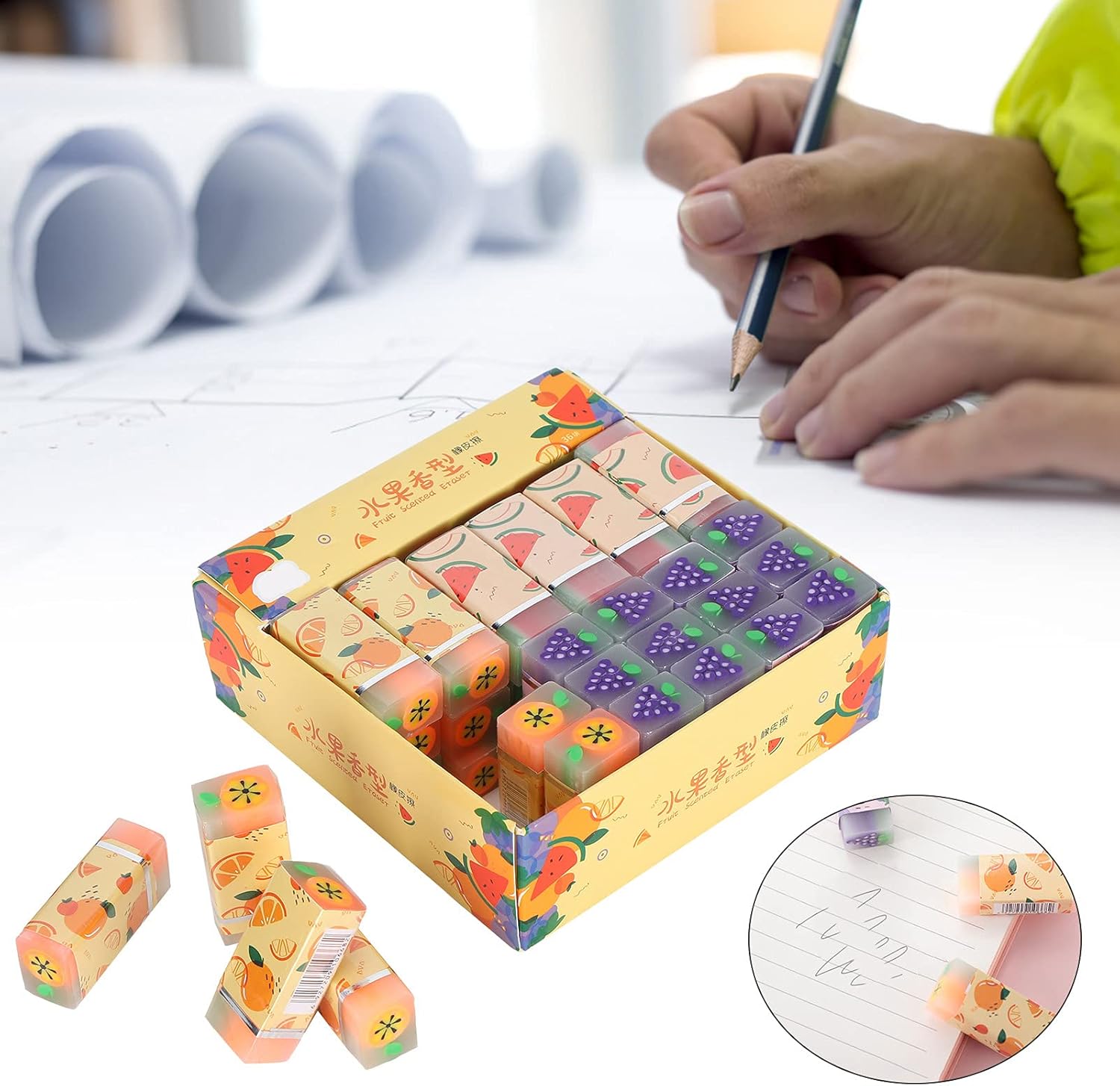 36Pcs Cute Pencil Eraser, Exquisite Eraser Set with Rubber Material, & Eco?Friendly, for Homework Rewards, Gift Filling