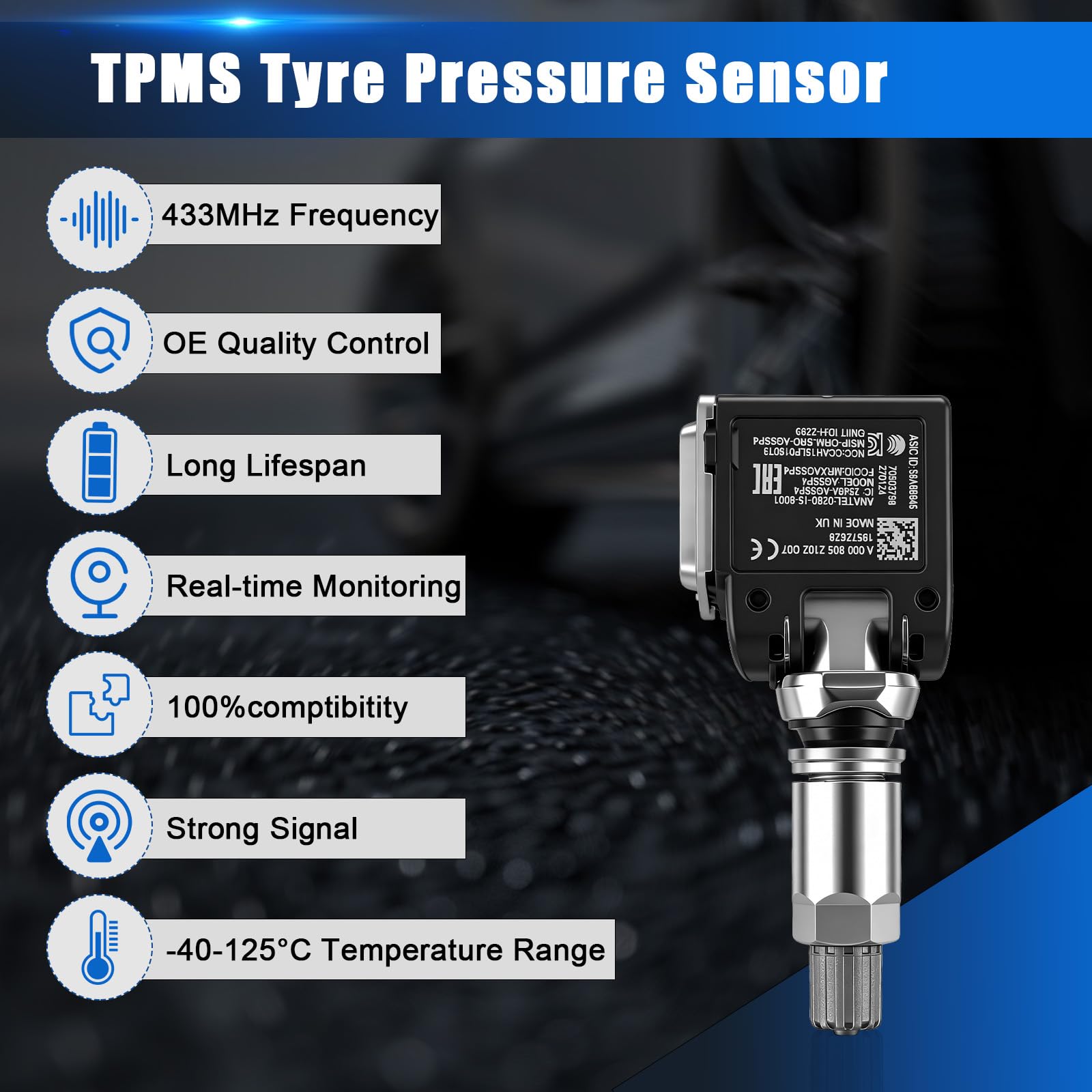 Sensore di Pressione dei Pneumatici Compatibile con Mercedes-Benz W213 S213 C238 RDKS TPMS A0009052102 0009052102 A000009052102-4 Pezzi