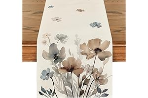 Artoid Mode - 13x48 Inch Brown Poppy Floral Leaves Spring Table Runner