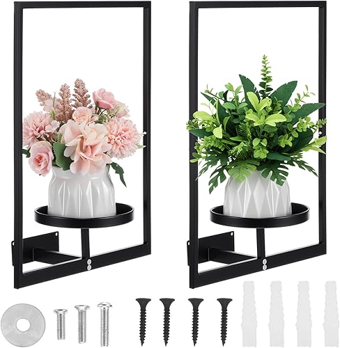 2 soportes para plantas de pared, estante de plantas colgantes para ventana de interior, decoración de interiores y exteriores, soporte moderno para