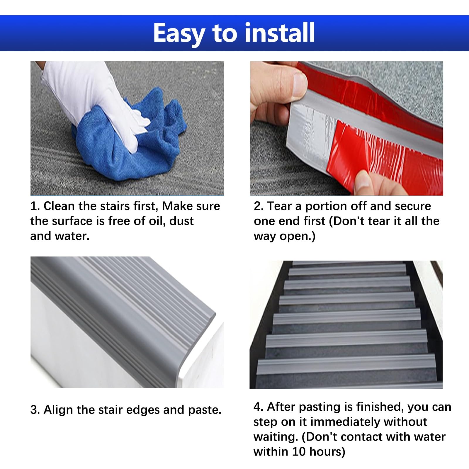 Tira De Vinilo Autoadhesiva Antideslizante Para Escalera, Borde De Escalón Antideslizante, Borde De Escalera De Goma De PVC, Perfil De Nariz De Escalera, Esquina De Gomma Para Cantos, Gris(Width 5cm G