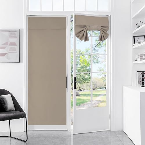 Miniatura 7 de Cortinas de puerta francesa con tacto sedoso, aislamiento térmico, reducción de ruido, cortinas opacas para puerta de vidrio y oficina (25 pulgadas