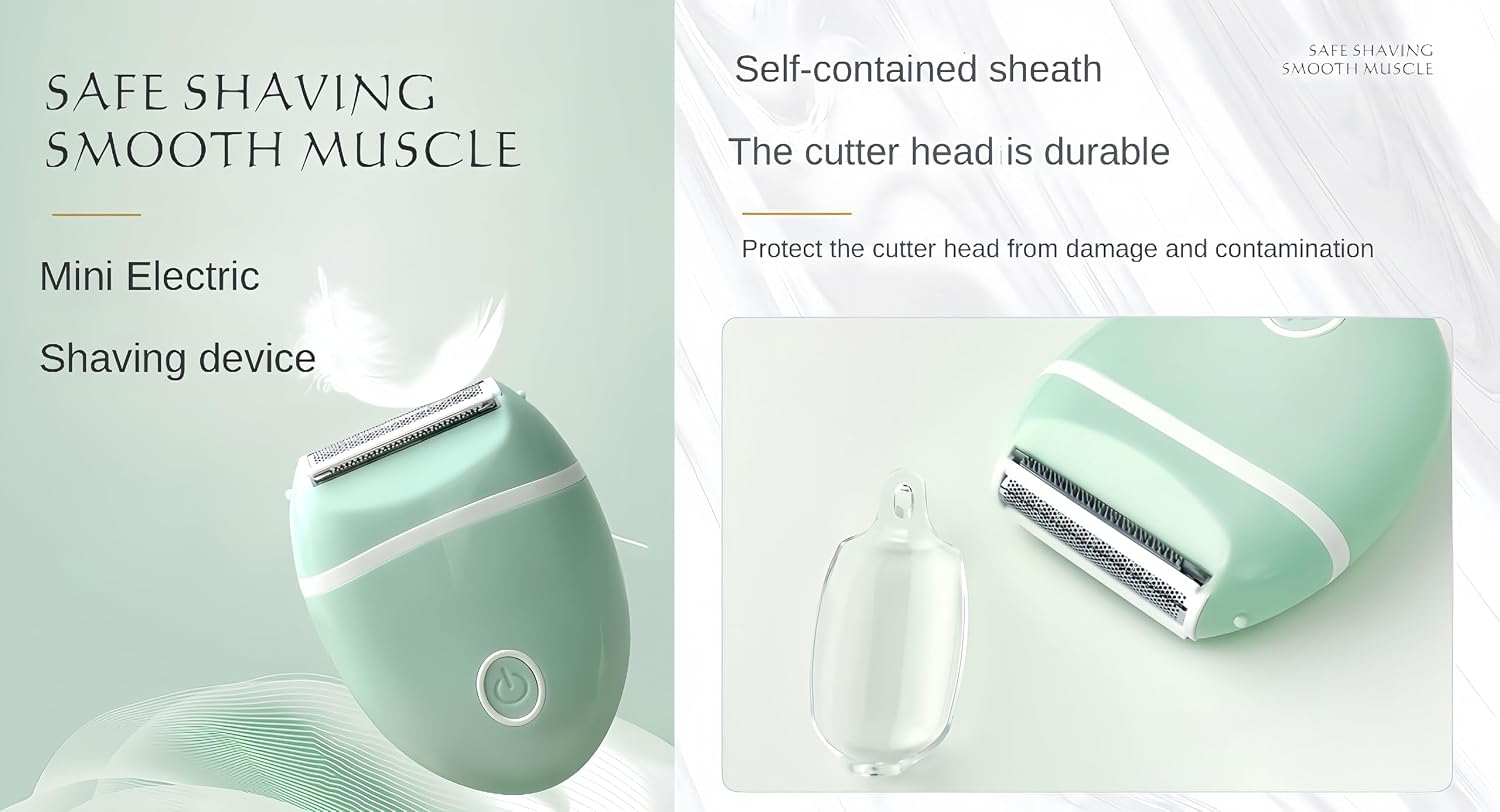 𝐡𝐲𝐩𝐨𝐚𝐥𝐥𝐞𝐠𝐞𝐧𝐢𝐜 Electric Razors for Women Legs Bikini face Armpit Hair Dry Battery Operated 3-Blade Foil Electric Shaver for Leg Dry & Wet Cordless Portable Women Shaver on The go/Green