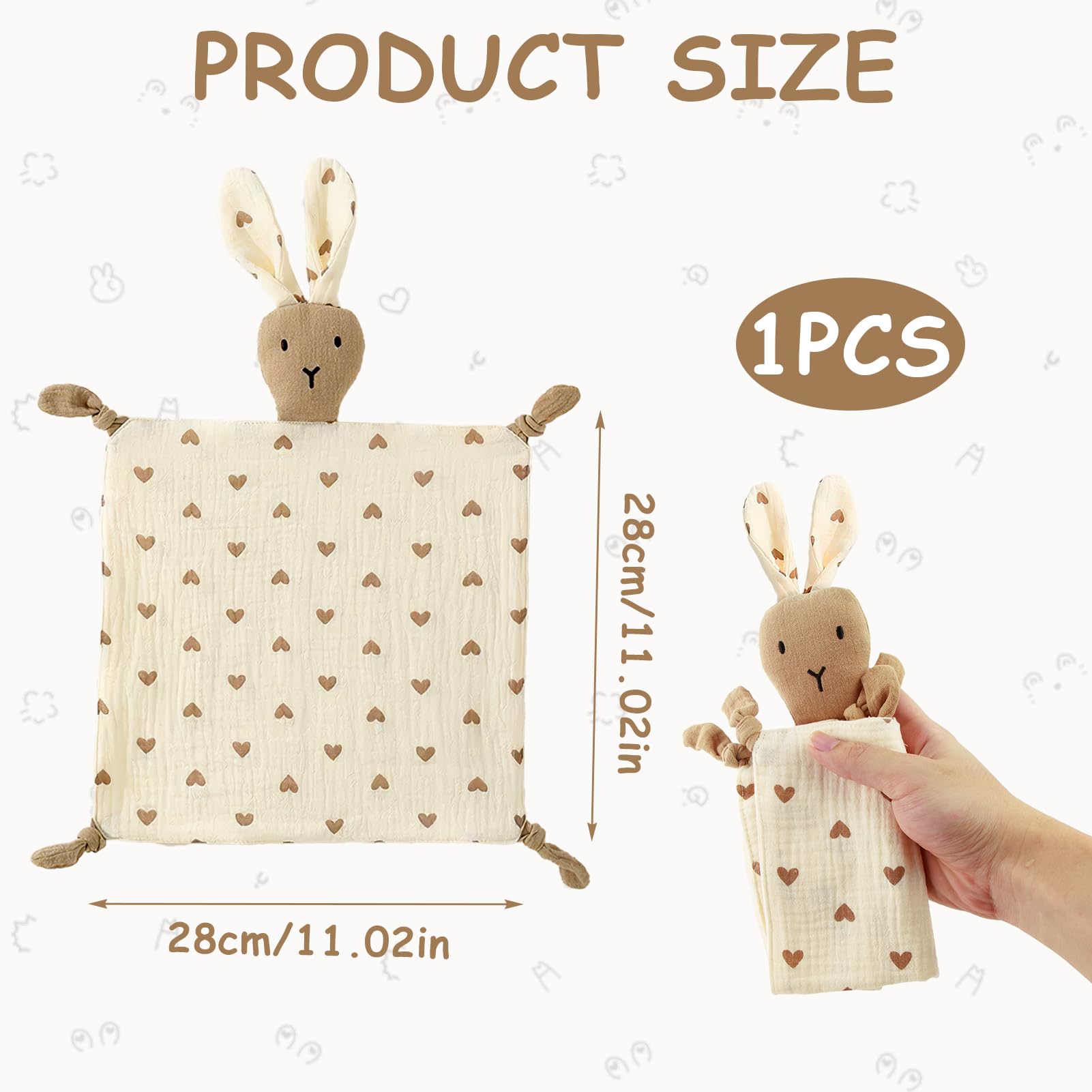 ORUZA Baby Comforters - Rabbit Baby Blanket for Infant Toddler Newborn Boys and Girls, Beige Khaki - Image 2