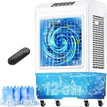 3600CFM Swamp Cooler Air Conditioner, 12Gal Dual Tank, 120&deg; Oscillation for 1000Sq.ft Cooling Evaporative Air Cooler w/ 3Modes&amp;3Speeds, Timer, Windowless Portable Air Conditioner for Bedroom