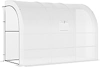 Vista 10 de Outsunny - Invernadero Lean to de 10' x 5' x 7', casa verde de acceso directo, vivero de plantas con 2 puertas enrollables y ventanas, cubierta