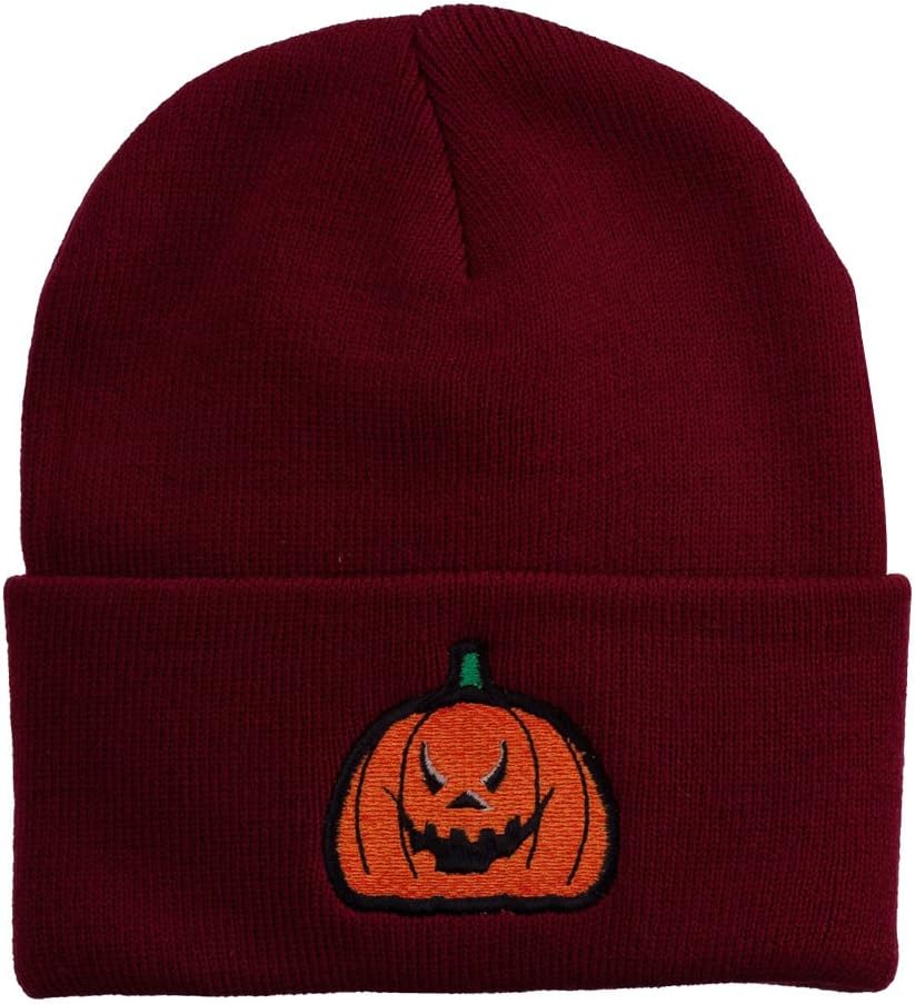 Halloween Evil Jack o Lantern Embroidered Long Beanie