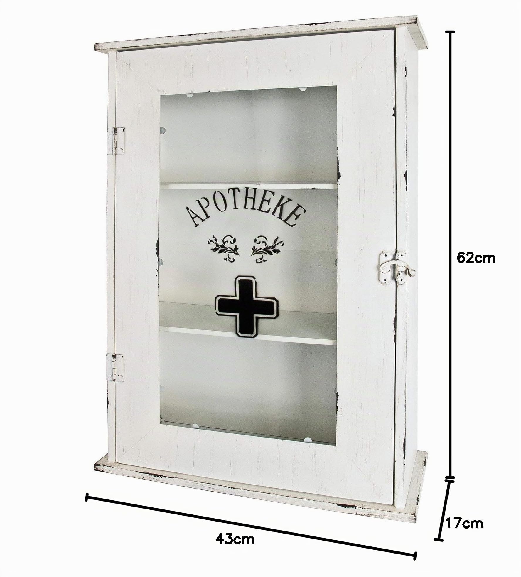 HAKU étagère Blanc, métal, Verre trempé - Dim.: L 43 cm x H 62 cm x P 17 cm, Style: Industrial