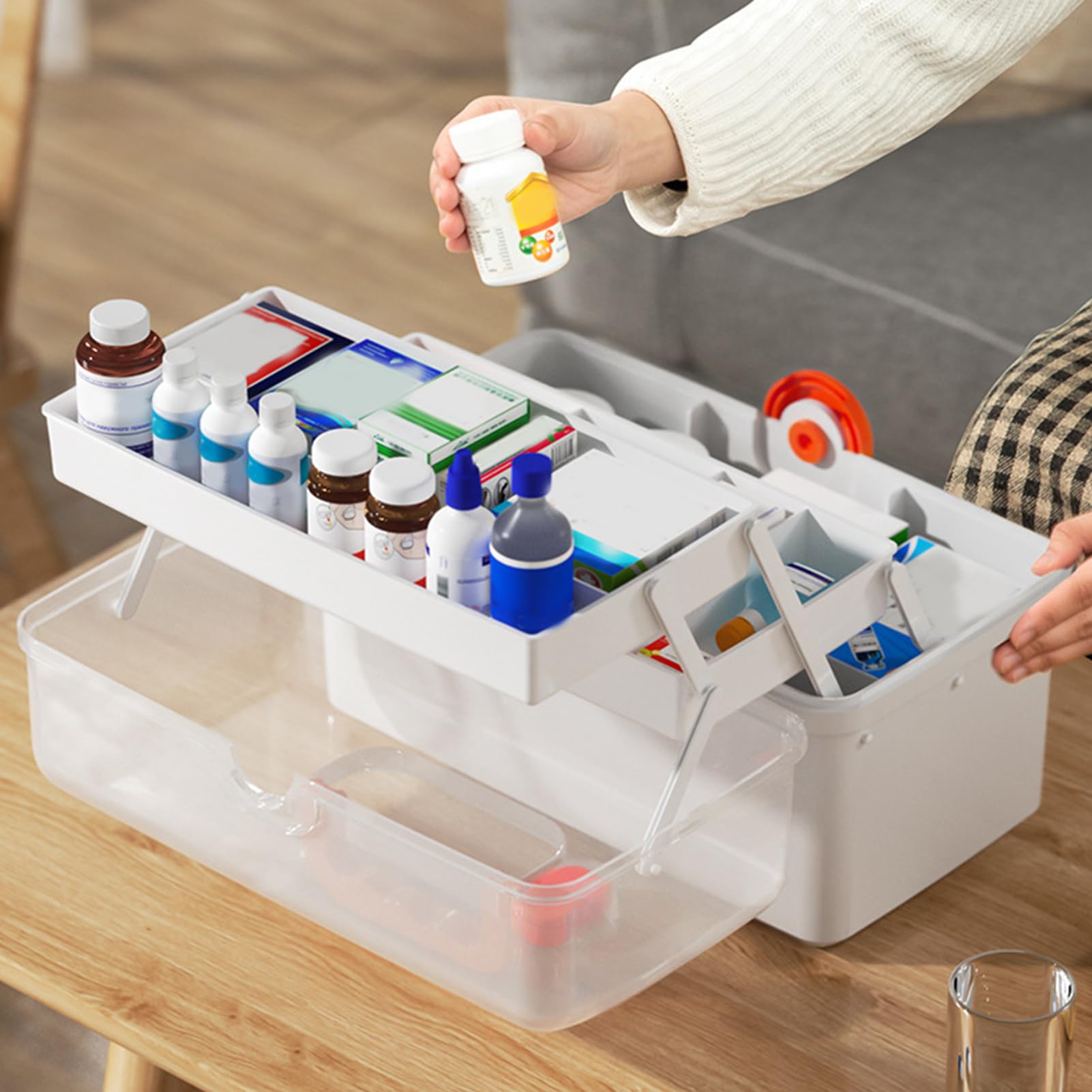 Medicijndraagtas, 3 Laags Opvouwbare Medicijndoos Met Draagbaar Handvat Overlevingsapotheekopslagcontainer Voor Medicijnen 670953548
