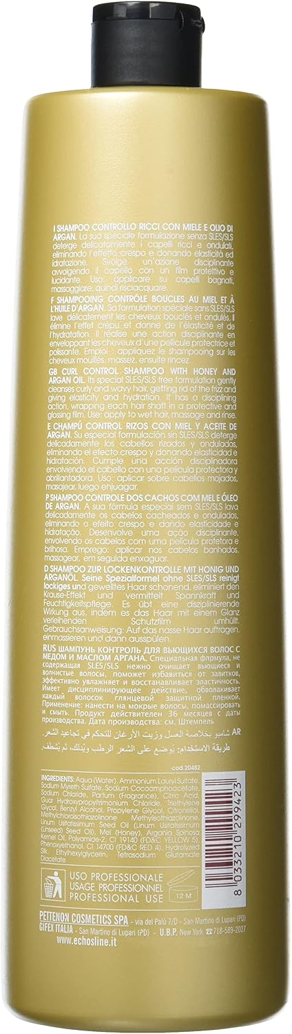 ECHOSLINE Seliàr Curl Control Shampoo with Honey or Argan Oil - 1000 ml, 1 l (Pack of 1) - Image 4