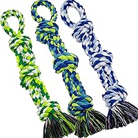 WDZZHOT 3 Pack Indestructible Dog Rope Toys for Aggressive Chewers - Heavy Duty 100% Cotton Tug of War & Teeth Cleaning for Medium Large Dogs