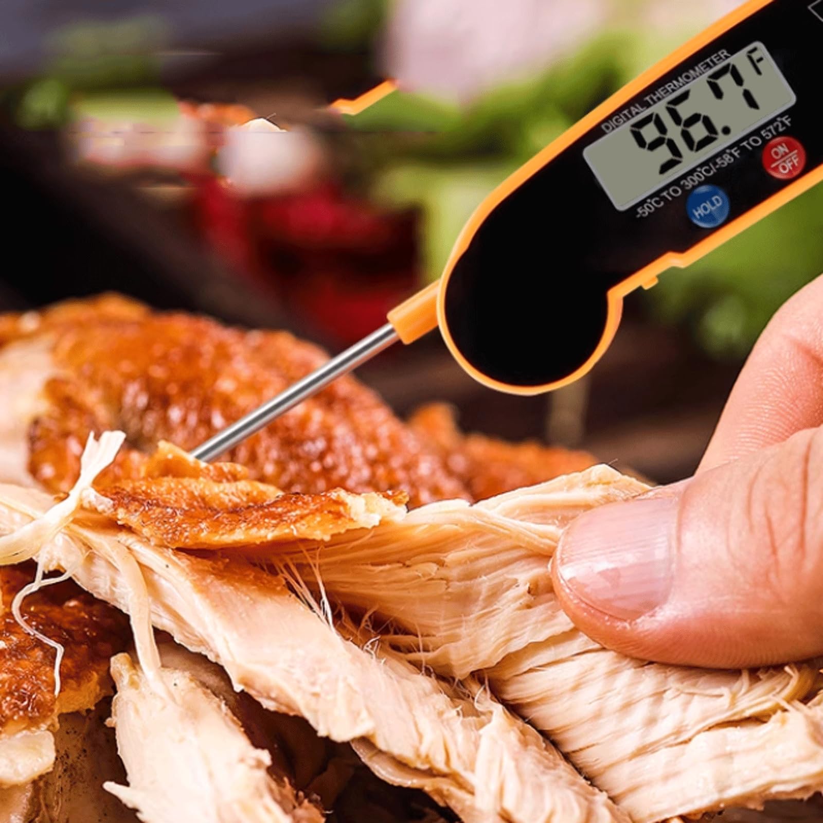 KRILLIQ Paquete de 2 termómetros precisos para Alimentos, termómetro Digital de Lectura instantánea para Barbacoa, termómetro multifunción para Carne para cocinar y Asar