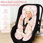 Infant Car Seat Insert Pea Pod 2-in-1 Baby Car Seat Head & Body Support for Newborn Girl Reversible 3 Layer Warm Preemie Carseat Stroller Cushion Headrest with Soft Minky Dot Fabric, Rainbow & Floral