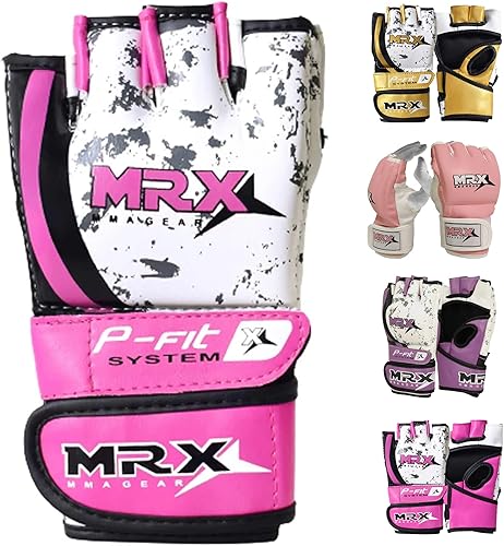 MRX - Guantes de boxeo MMA para hombres y mujeres  Guantes de kickboxing con palmas abiertas, guantes de agarre para saco de boxeo  Guantes de boxeo