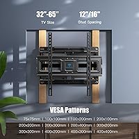 Vista 2 de PERLESMITH Soporte de pared para TV de movimiento completo para televisores de pantalla plana curvada de 32 a 65 pulgadas, soporte de TV con giros