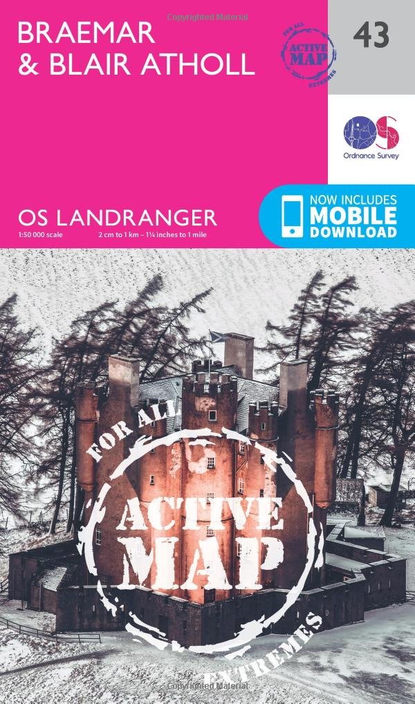 Braemar & Blair Atholl Map | Weatherproof | Cairngorms National Park | Ordnance Survey | OS Landranger Active Map 43 | Scotland | Walks | Cycling | Days Out | Maps | Adventure: 043