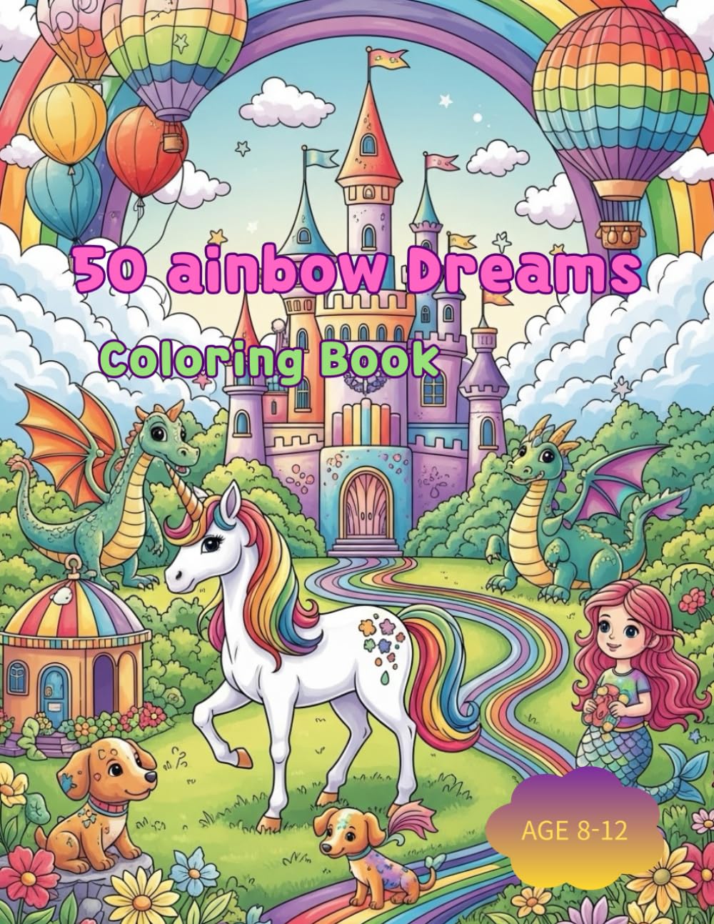 50 ainbow Dreams Coloring Book: “A Magical Journey Through Colorful Dream Worlds”