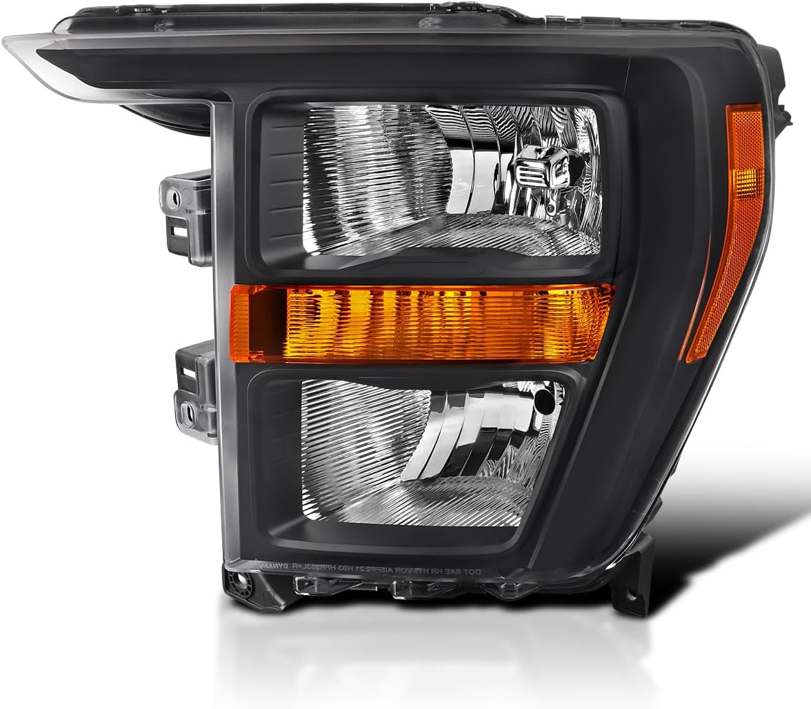 SPEC-D TUNING Black Passenger Right Side Halogen Type Headlight Compatible with 2021-2023 Ford F150 Head Lamp Assembly