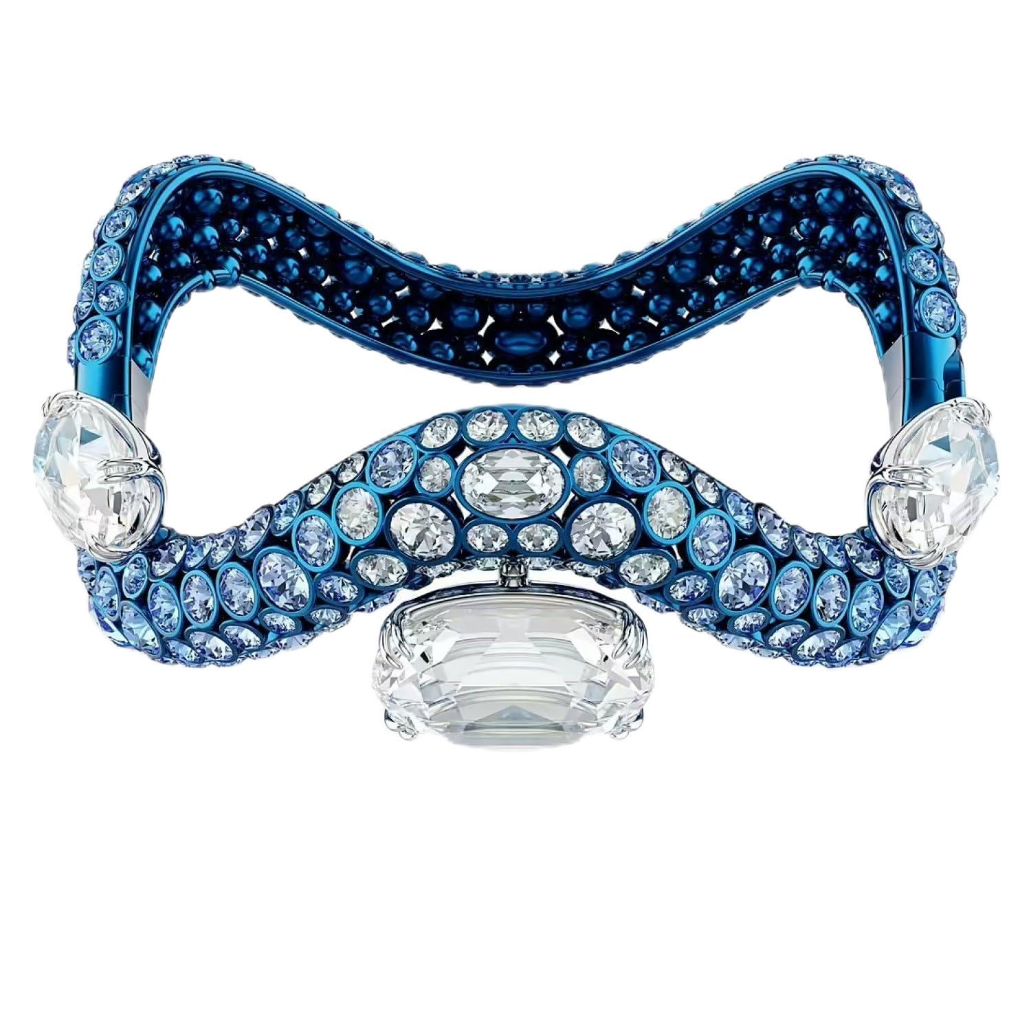 SwarovskiSublima Blue Finish Mixed Cuts Crystal Bangle for Women, 5.8 cm x 5.2 cm Size, Blue, Medium, Crystal, No Gemstone