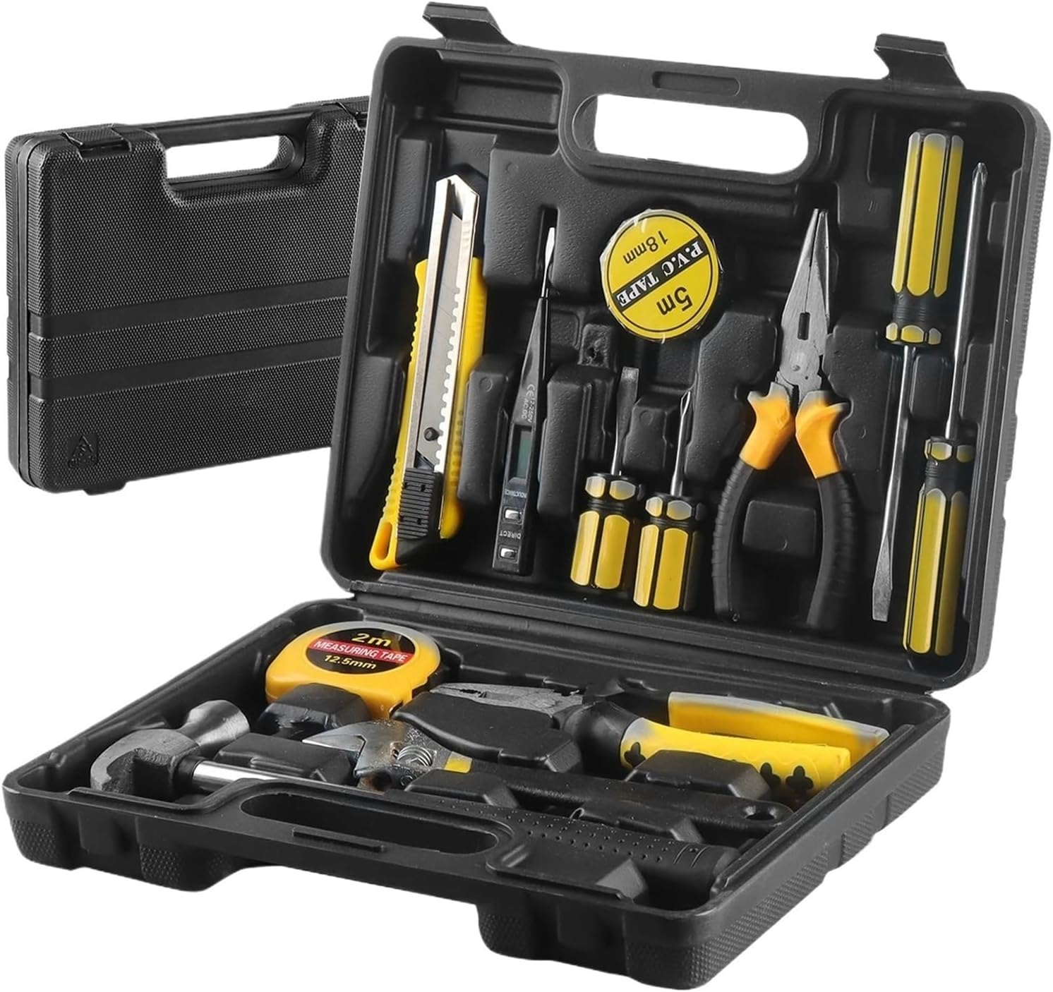 8/9/12/13Pcs Hand Tool Sets Household Home Repair Tool Set Screwdriver Tool Box Set Scissors Claw Hammer Tools Compatible with Home Use(8 in 1 Box Blue)