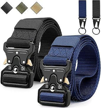 Tactical Belt, Men black combat belt suitable for heavy duty work | 1.5" Nylon Web Quick Release Belt with Heavy Duty Seatbelt Buckle, Suitable for hiking, golf and sports