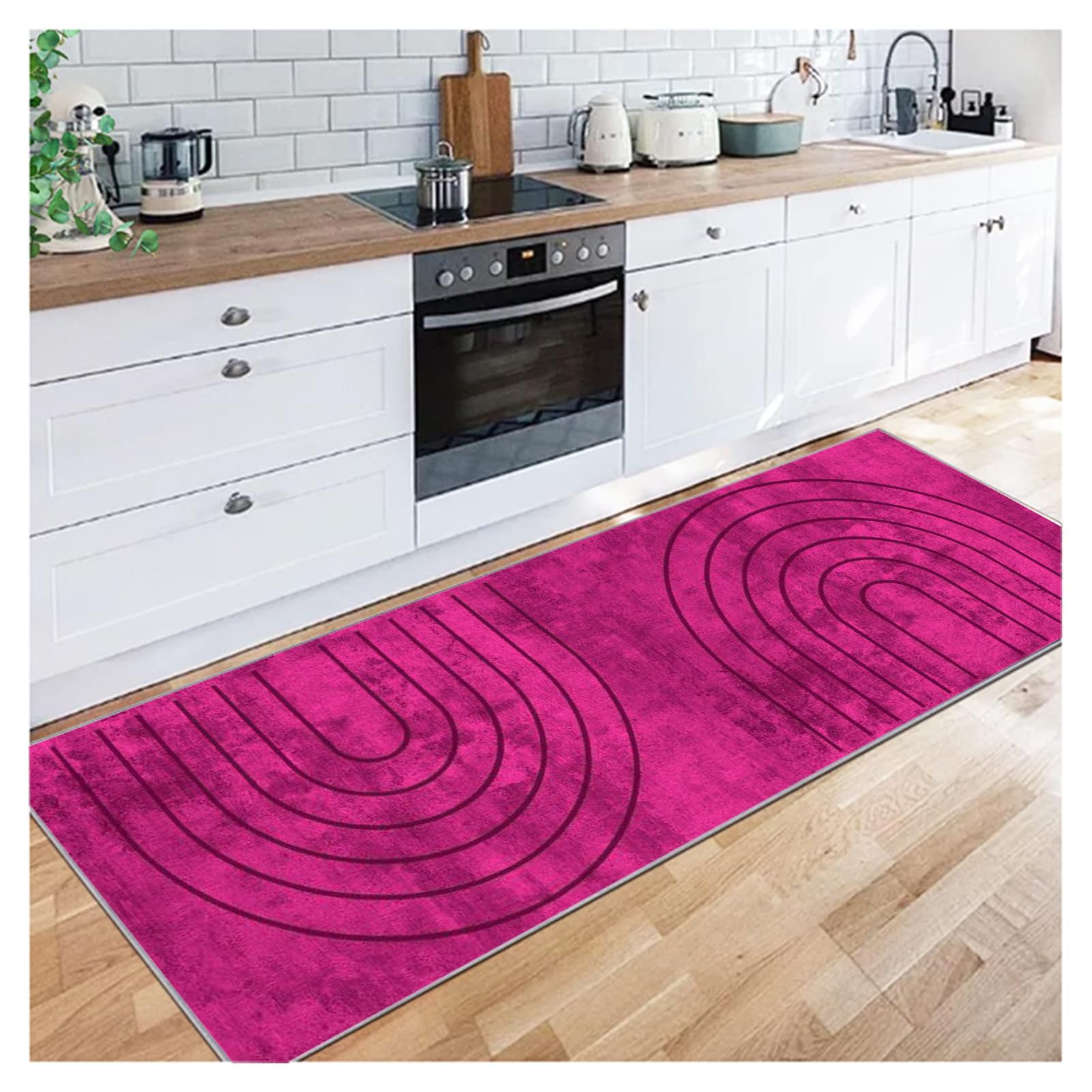 Siunwdiy Rose Pink Long Runner Rug for Hallway 60x370cm, Washable Carpet Runner Rug for Kitchen,Non Slip Stair Area Rug for Entrance,Front Door Hall Hallways Living Room,Heavy Duty Indoor Mat — image 1