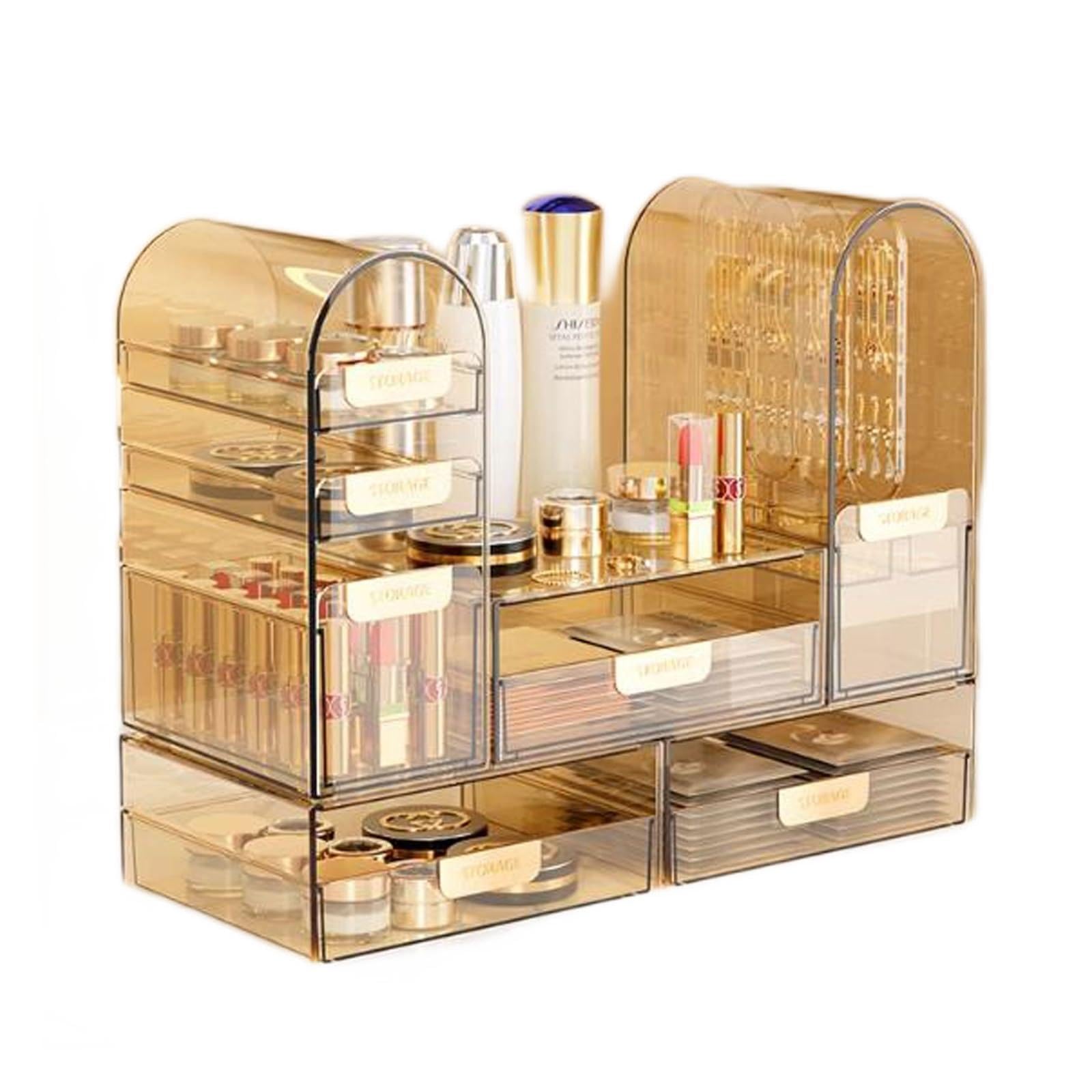 Organizzatore di trucco Organizzatore trasparente for cosmetici, contenitori for trucchi e gioielli, custodia ed espositore, design spazioso, può essere liberamente combinato, ottimo supporto for cass