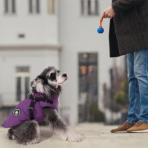 Miniatura 8 de Norbi Chaqueta cálida para perro pequeño, chaleco arnés para cachorro, traje de invierno 2 en 1, abrigo de clima frío (XXS, rojo)