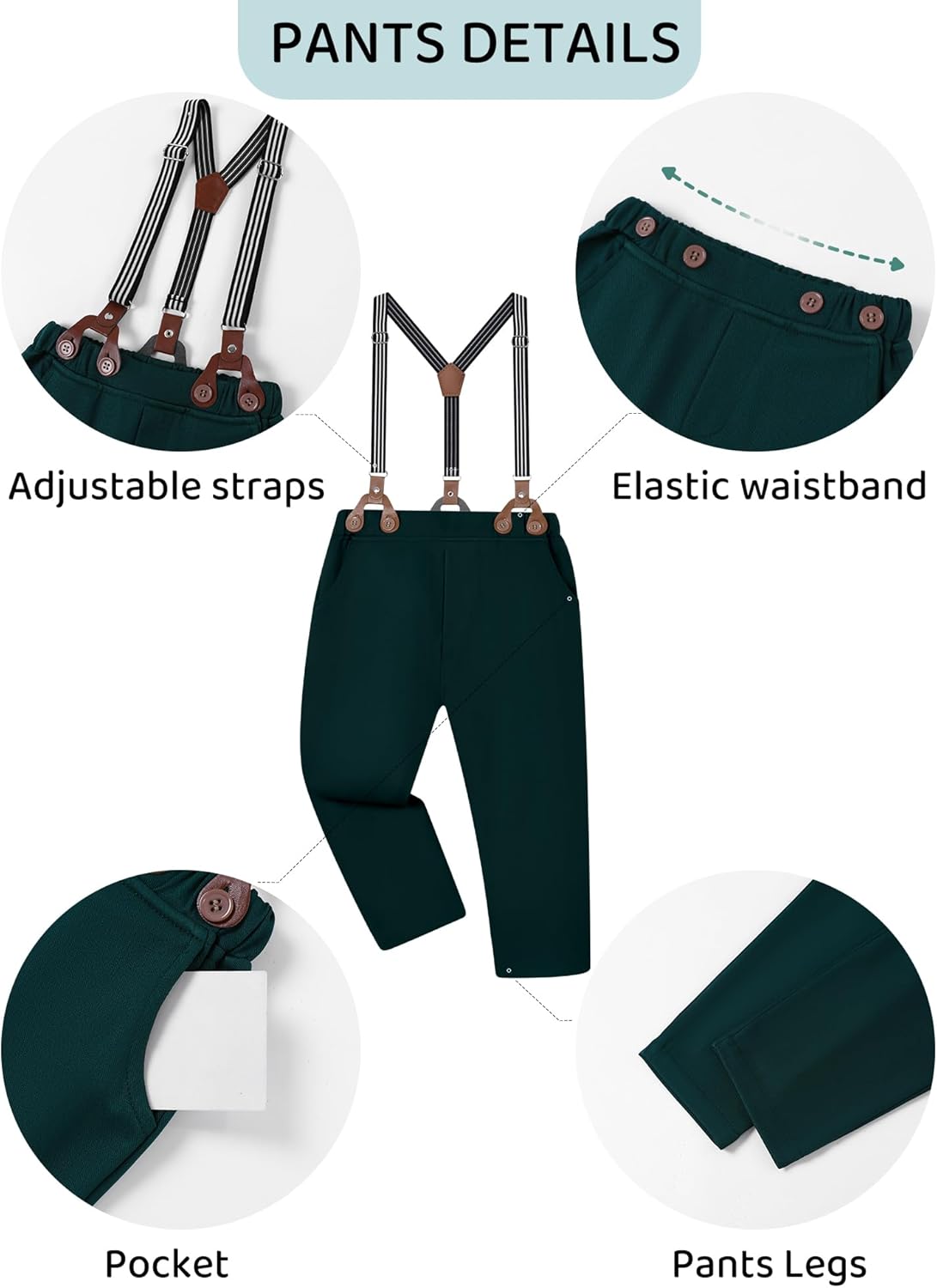 nilikastta Toddler Boy Outfit Boy Suit Boy Dress Shirt with Bowtie/Suspender Pants Gentleman Wedding Outfits 1-10 Years - Image 3