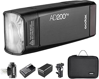 Godox AD200 Pro AD200Pro Pocket Flash, 200Ws 2.4G TTL Speedlite Outdoor Flash Strobe, 1/8000s HSS Monolight with 2900mAh Lithium Battery and Bare Bulb Flash Head Cover 500 Flashes Recycle in 0.01-1.8s