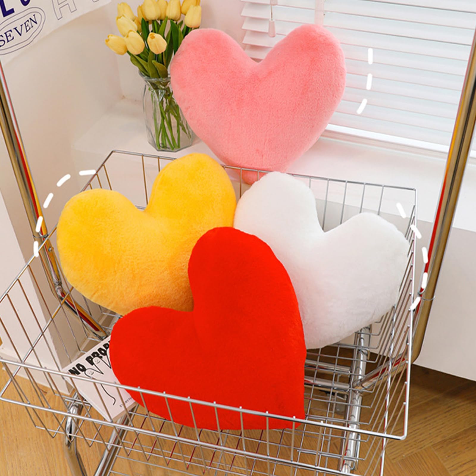 Cuscino a cuore, per cameretta dei bambini, a forma di cuore, per ragazze e ragazzi, decorazione per la camera da letto (cuore giallo, 50 cm)