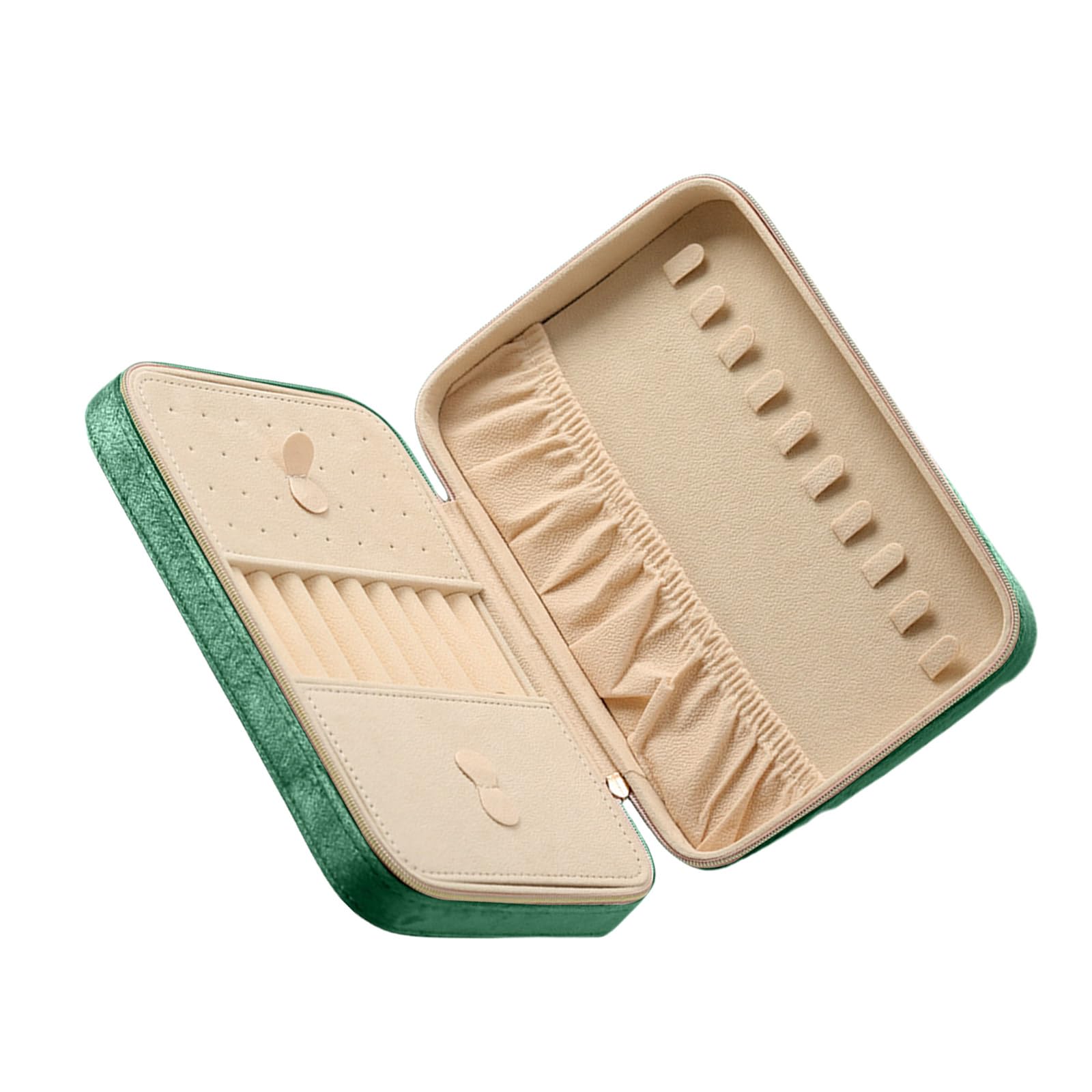 Joyero versátil con separadores protectores, estuche compacto para organizar y proteger varios artículos