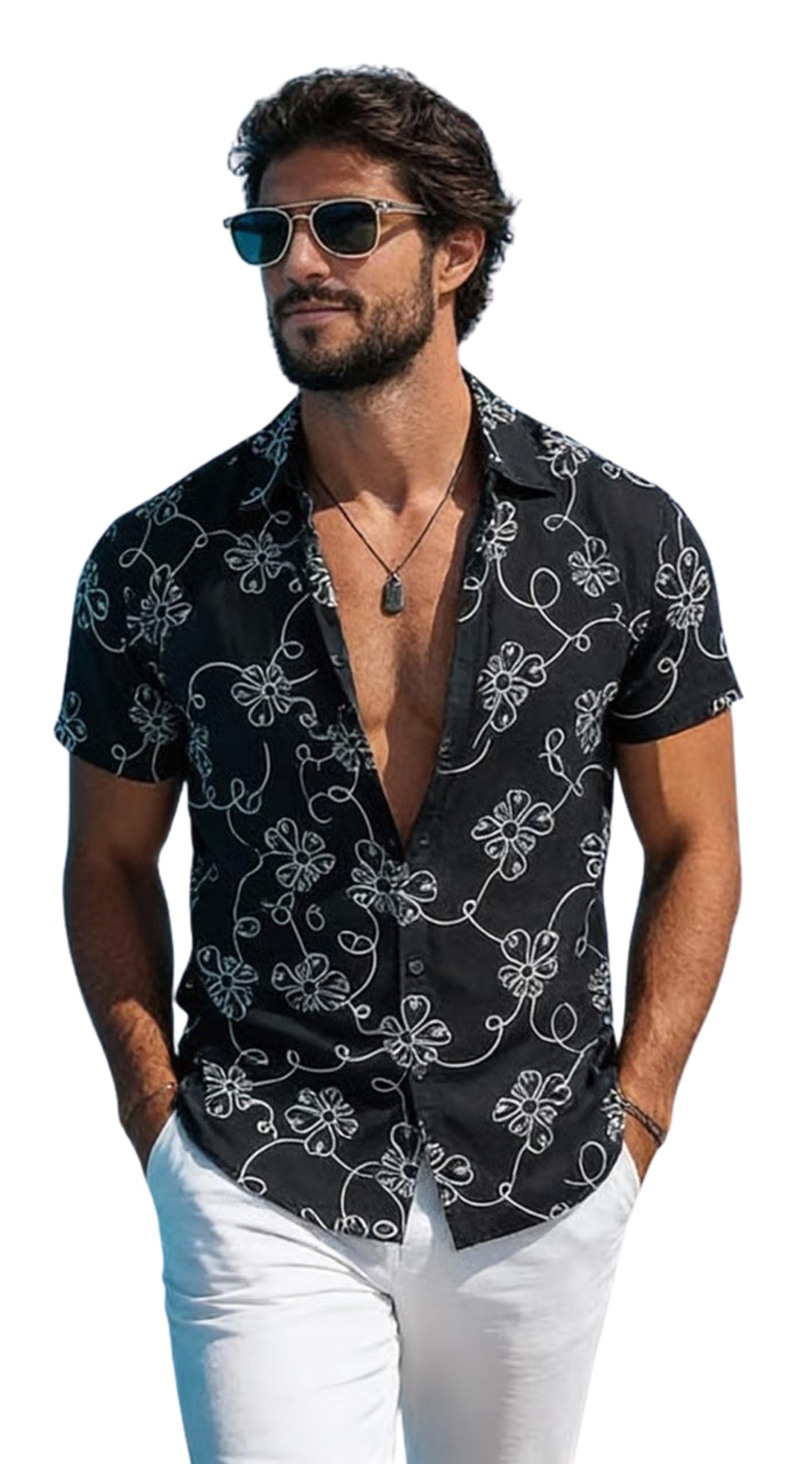 lymio Men Shirt || Men Embroidery Design Half Sleeve Cotton Shirt (Available Also Packs) (Embro-Flower)-picture-41