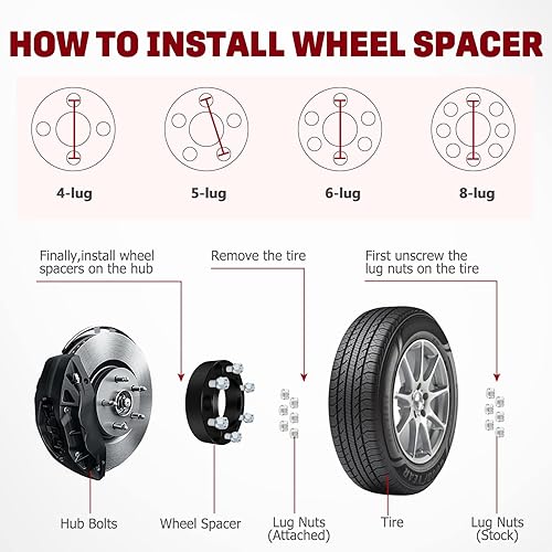 Miniatura 4 de GDSMOTU Espaciadores de rueda centrados de 6x5.5 para T-o-y-o-t-a Tacoma 4Runner, espaciadores de rueda de 6x139.7 de 1.5 pulgadas, pernos de 4.173