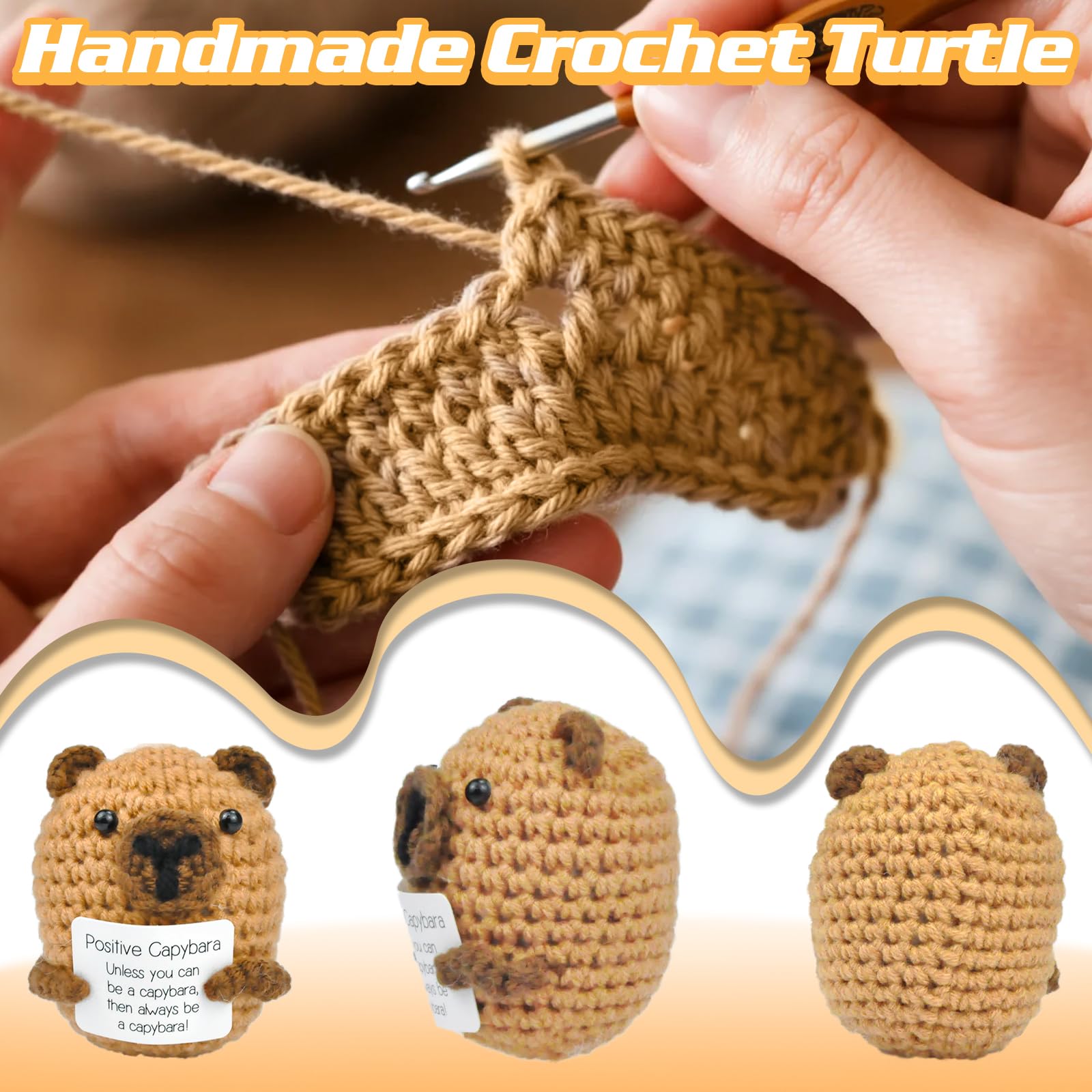 CARROUSEL Capybara Gifts Positve Crochet Capybara Animals Emotional Support Crochet Capybara Teddy Cheer Up Keepsake Gifts for Friends Women Students Boys Girls Age 3+ - Image 2