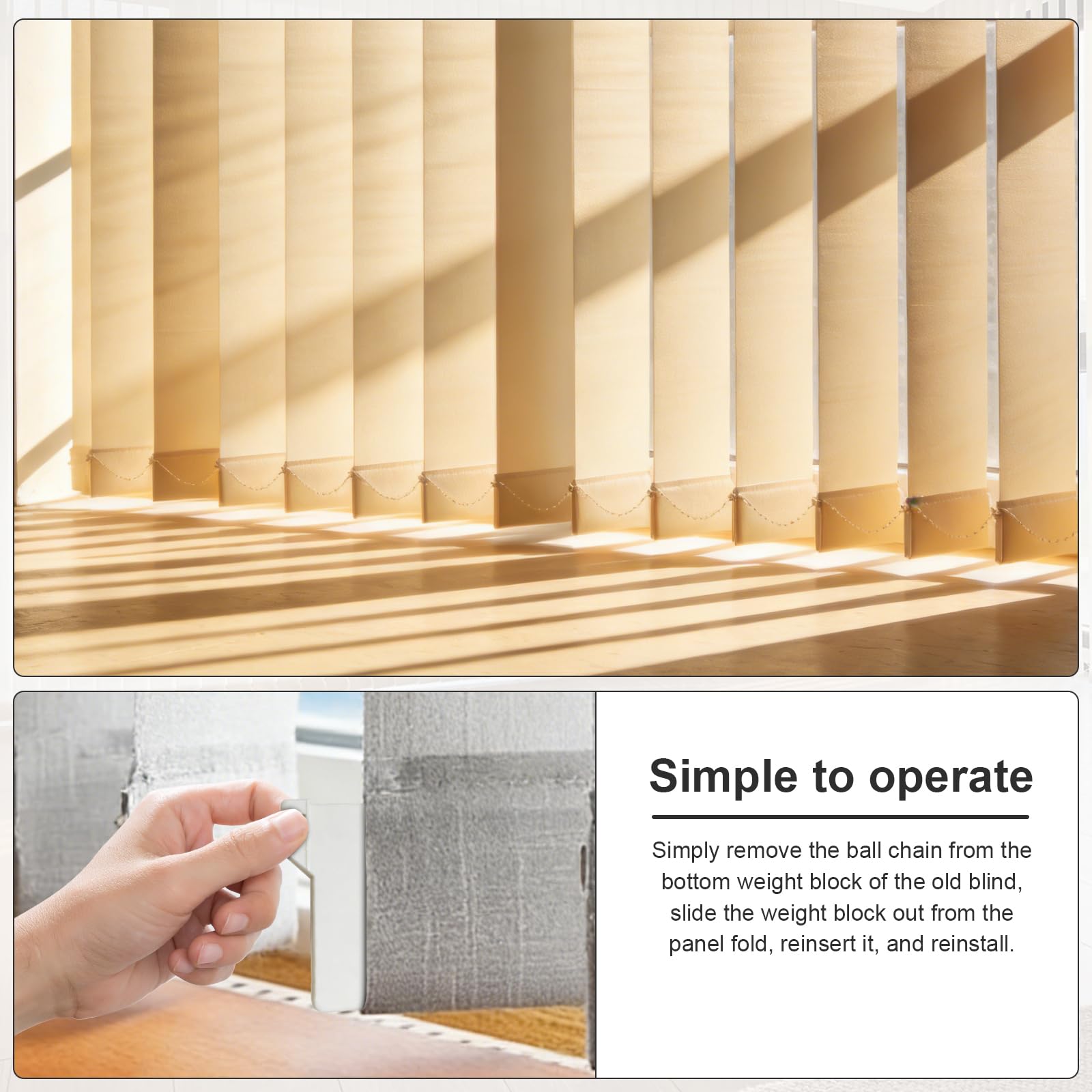 14 Pezzi Tende Verticali a Lamelle Accessori Verticali Ciechi 127 mm | Tende a Lamelle Verticali con Pes per Tende Verticali per Ricambi per Ricambio Lamelle Bianco